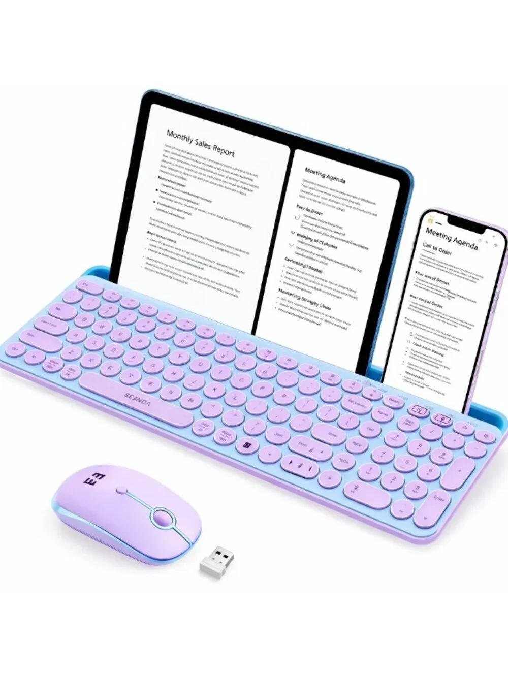 Dual Connection Bluetooth USB Keyboard Mouse Combo for iPad Tablet Laptop PC